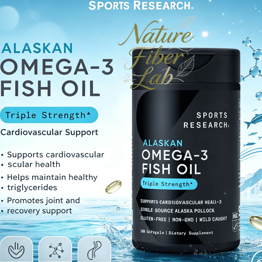 【Nhập khẩu từ Mỹ】Viên uống Sports Research Alaskan Omega-3 Fish Oil Triple 180 Viên