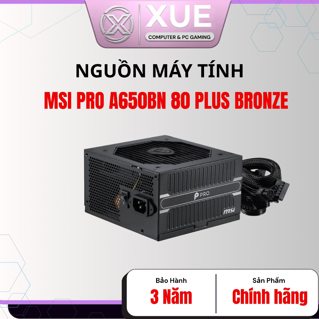 Nguồn máy tính PSU MSI PRO A650BN 650W 80 Plus Bronze | NEW Bảo Hành 36 Tháng