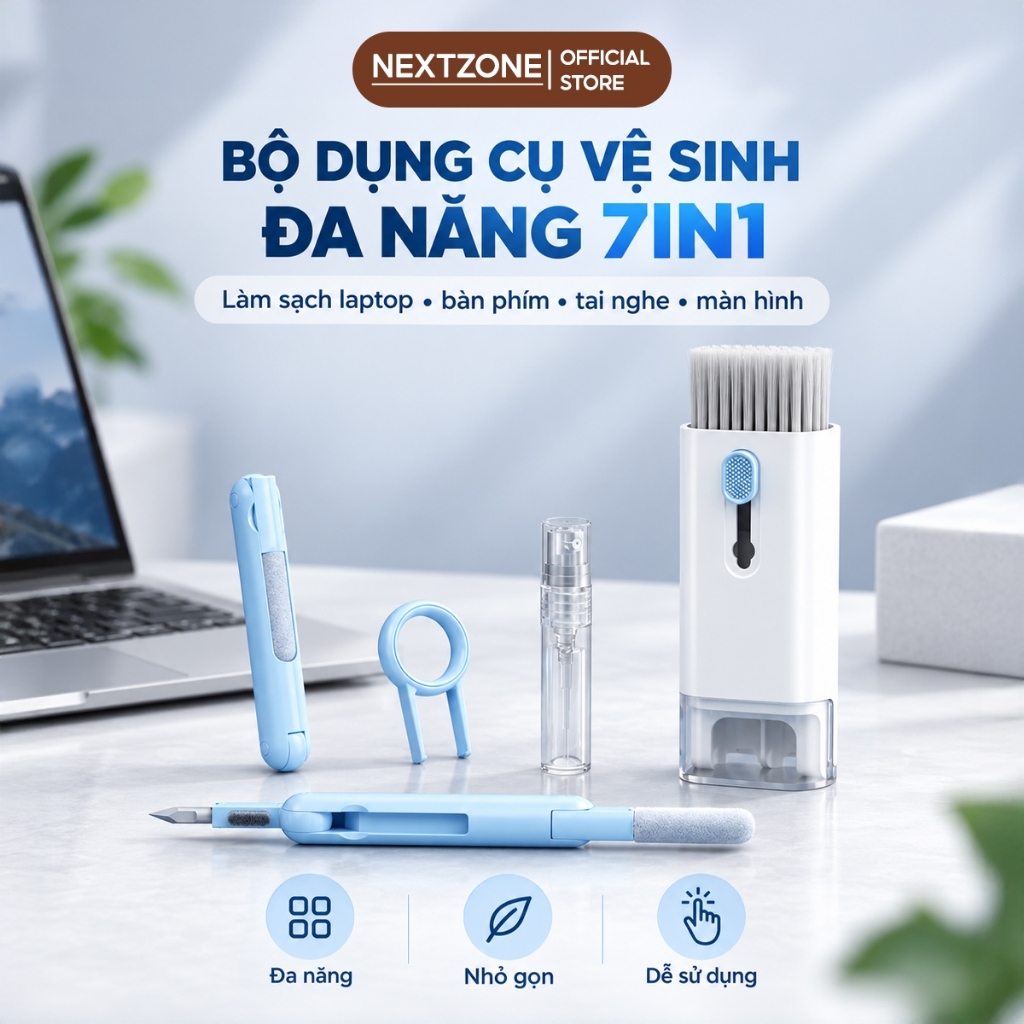 Bộ Dụng Cụ Vệ Sinh Máy Tính Laptop 7in1 Bộ Vệ Sinh Bàn Phím Tai Nghe Màn Hình Điện Thoại Nhỏ Gọn