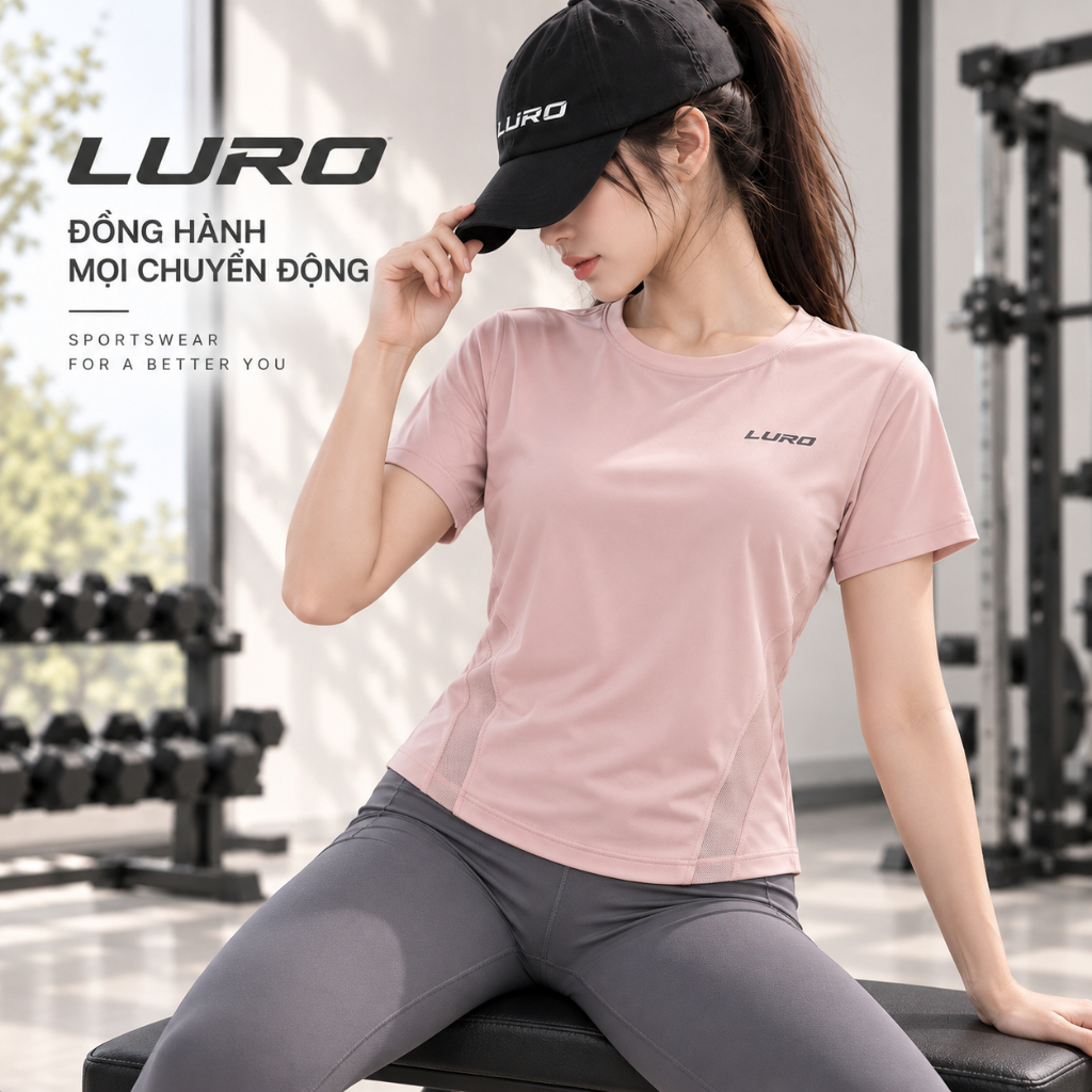 Áo Thể Thao Nữ LURO Tay Ngắn Phối Lưới, Thun Quảng Châu, Áo Tập Gym Yoga Ôm Dáng - A11N 4