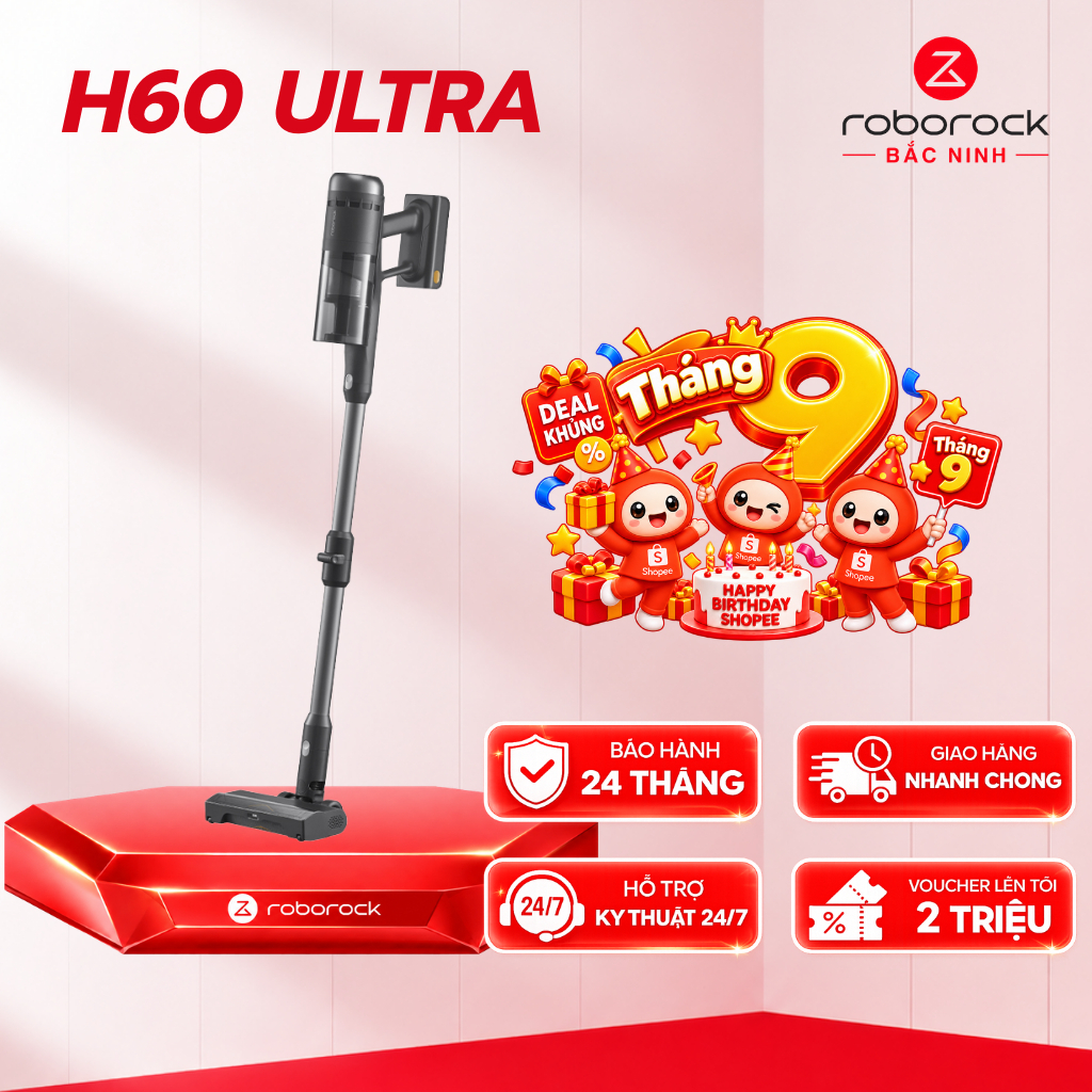 [CHÍNH HÃNG] Roborock H60/ H60 Ultra | Máy hút bụi cầm tay không dây | Lực hút 115AW