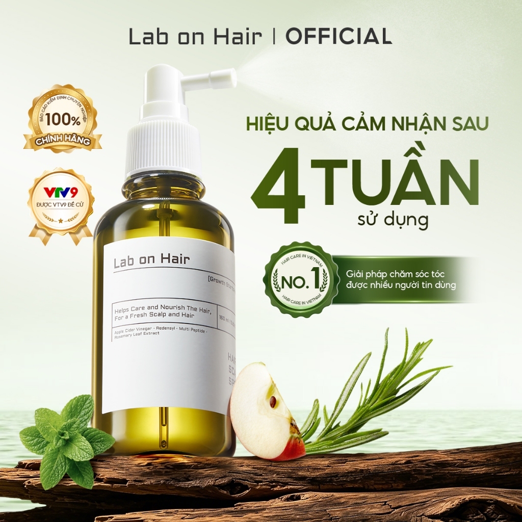 Xịt dưỡng tóc Lab on Hair 160ml Xịt mọc tóc với giấm táo Redensyl hỗ trợ dưỡng ẩm và cải thiện tình 