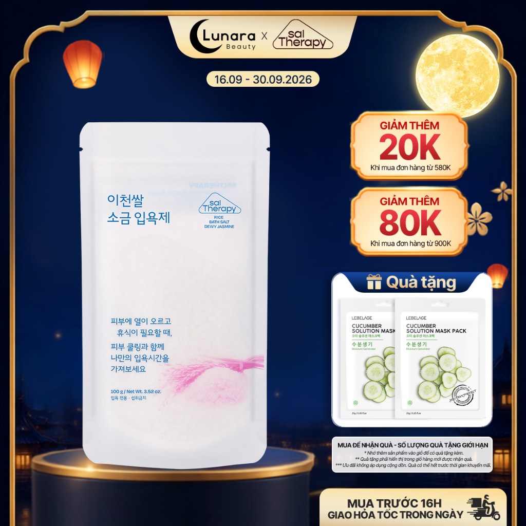 Muối tắm ngâm bồn sáng da salTherapy Rice Bath Salt Dewy Jasmine gạo hoa lài mềm mịn thư giãn spa 10