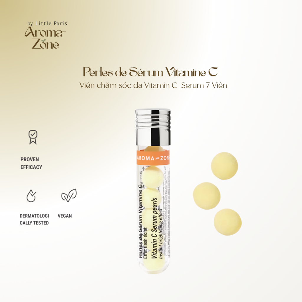 Tinh Chất Vitamin C Sấy Viên Nguyên Chất Perles de Sérum Vitamine C Aroma-Zone 7 viên