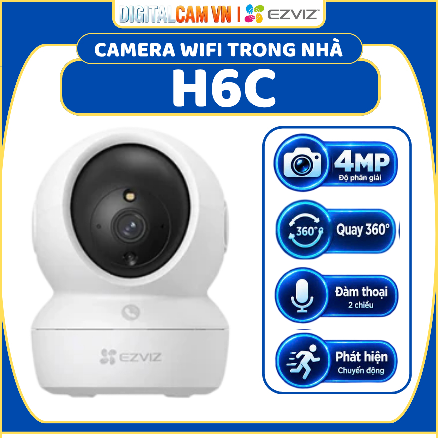 [H6C] CAMERA WIFI TRONG NHÀ EZVIZ H6C 4MP - XOAY 360 ĐỘ, ĐÀM THOẠI HAI CHIỀU, PHÁT HIỆN CHUYỂN ĐỘNG