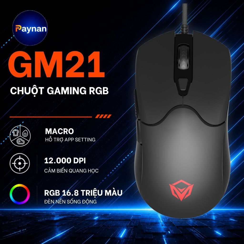 Chuột Gaming Meetion GM21 Có App Cài Đặt Macro Độ Nhạy Max12000DPI Phù Hợp Chơi Game Chuyên Nghiệp