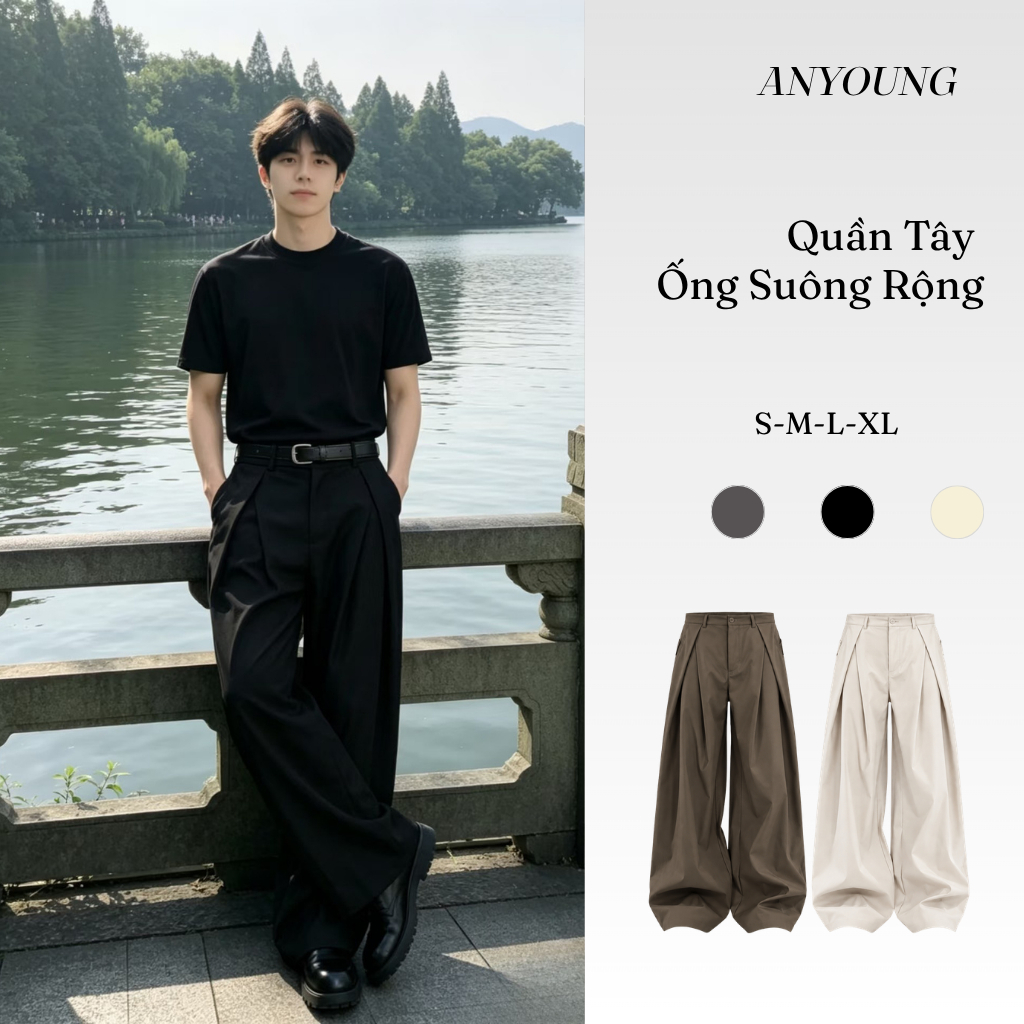 Quần Âu Nam ANYOUNG Form Suông Ống Rộng Basic, Chất Vải Cao Cấp Hiện Đại Trẻ Trung QD14