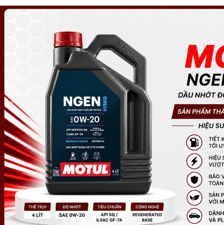 Dầu Nhớt Động Cơ Thế Hệ Mới Motul NGEN HYBRID 0W20 4 Lít