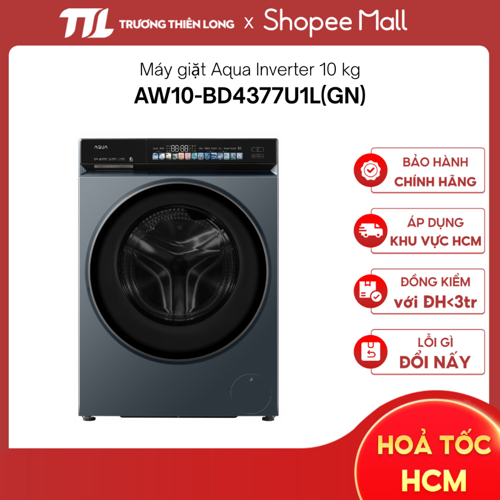 AW10-BD4377U1L(GN) | AW10-BD4657U1M(GN) Máy Giặt Aqua Inverter 10 Kg  [FREESHIP HCM]