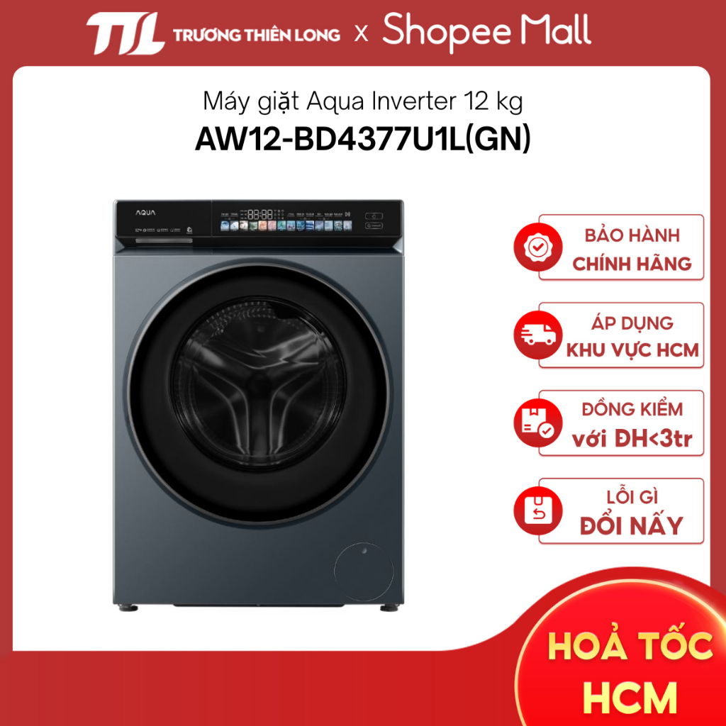 AW12-BD4377U1L(GN) | AW12-BD4657U1M(GN) - Máy Giặt Aqua Inverter 12 Kg [TOÀN QUỐC]