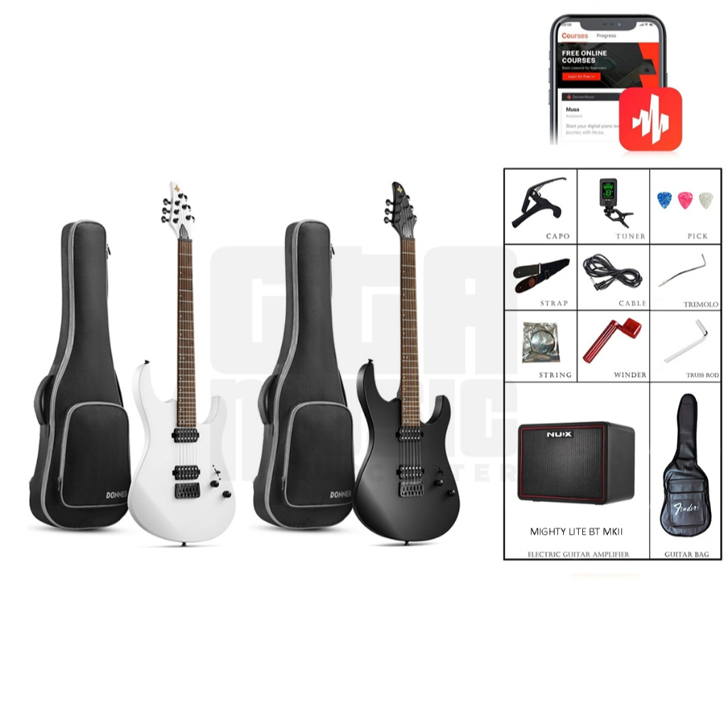 Combo Đàn Guitar Điện Donner DMT100 Metal Rock Humbucker Nux Mighty Lite BT MKII