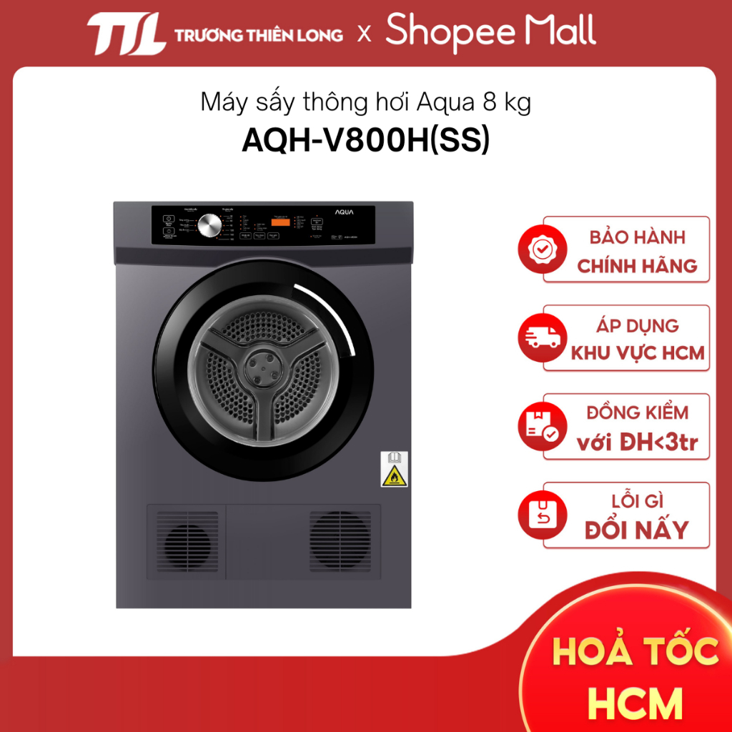 AQH-V700FW | AQH-V800H(SS) - Máy Sấy Quần Áo Aqua 7 Kg V700FW | 8 Kg V800H(SS) [TOÀN QUỐC]