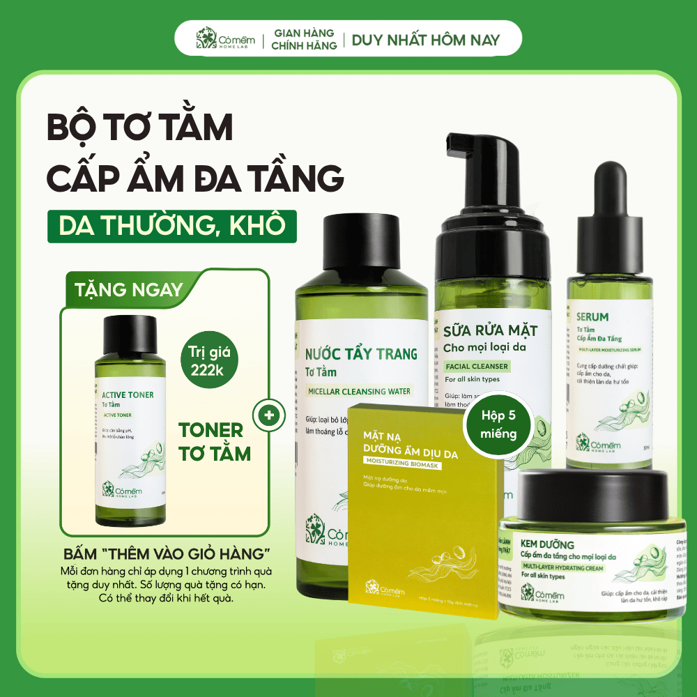 Bộ Chăm Sóc Da Chuyên Sâu Ngăn Ngừa Lão Hoá Căng Mịn Từ Tơ Tằm Cỏ Mềm