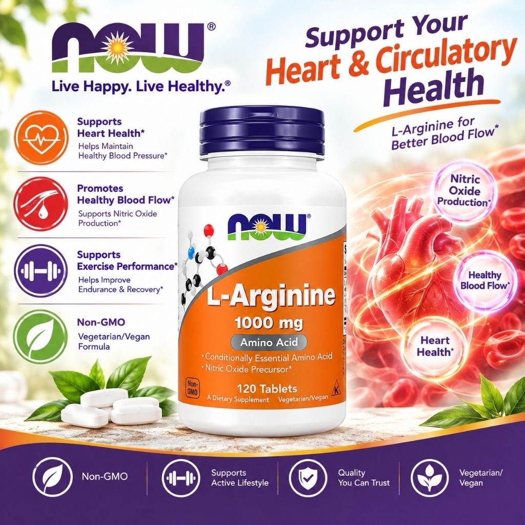 【Nhập khẩu từ Mỹ】Viên uống NOW Foods L-Arginine 1000mg 120 Viên