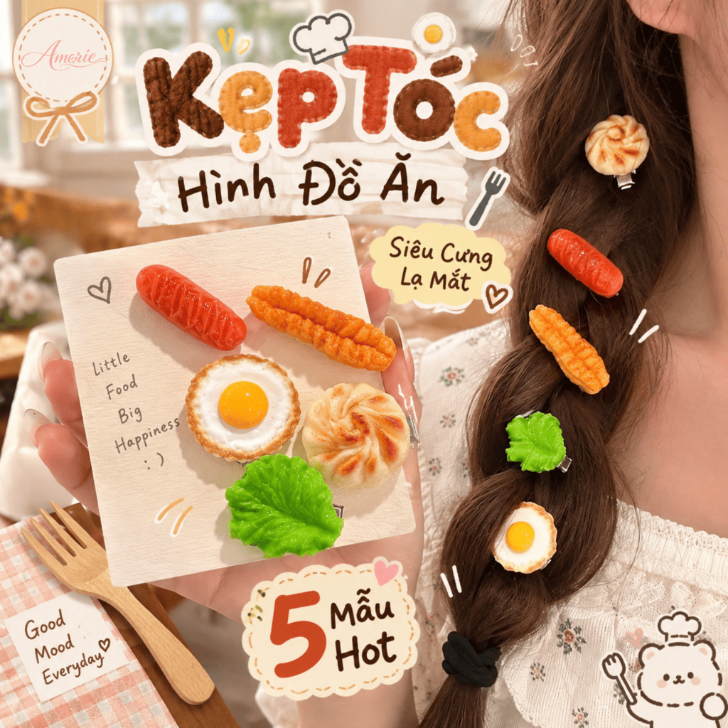 Kẹp Tóc Nhiều Mẫu Hình Dáng Độc Lạ Dễ Thương, Phụ Kiện Kepk Tóc Nhỏ Gọn Dễ Kẹp Phụ Kiện Tóc Nữ_Amori