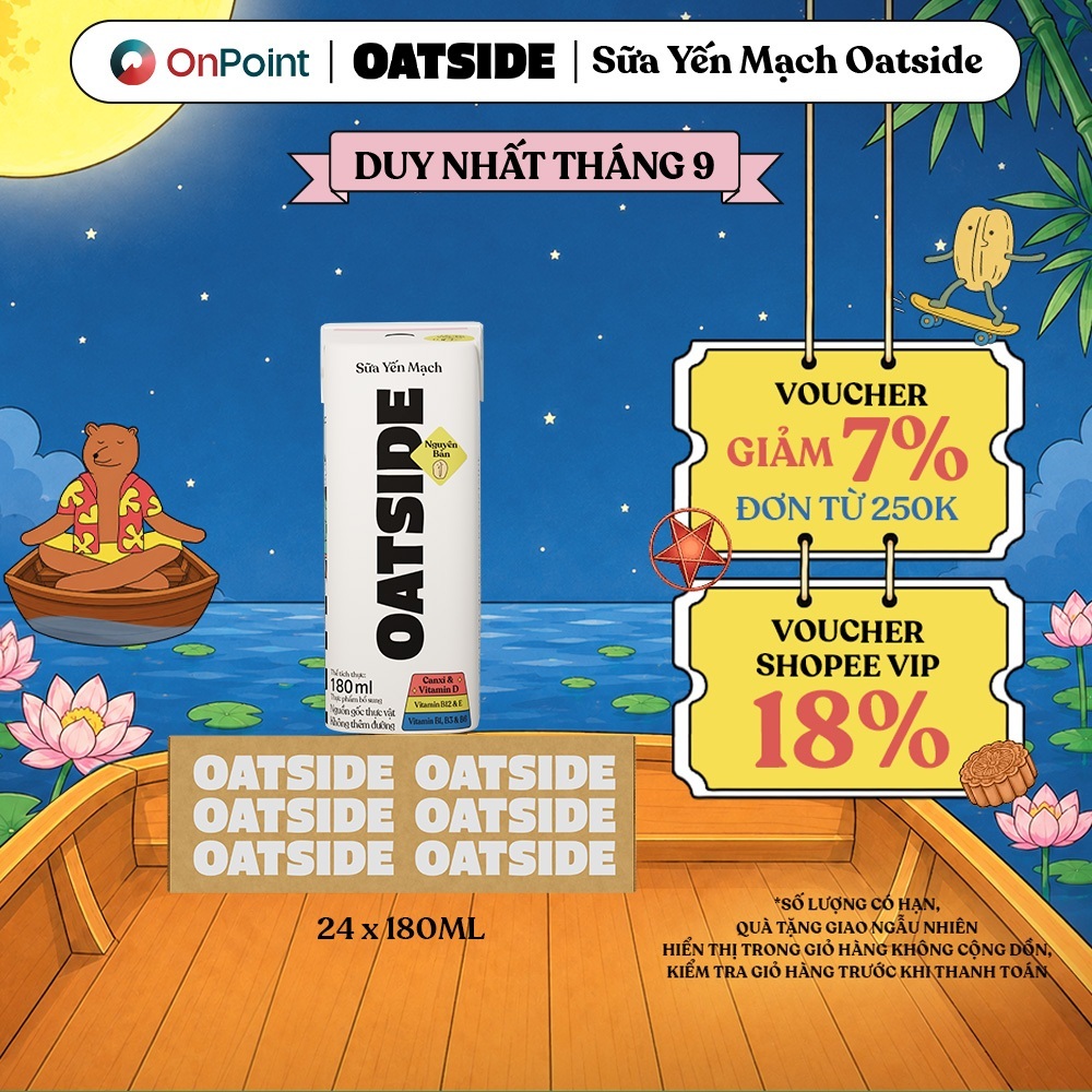 Thùng 24 hộp Sữa yến mạch OATSIDE Nguyên Vị Barista Blend 180ml (180ml x 24)