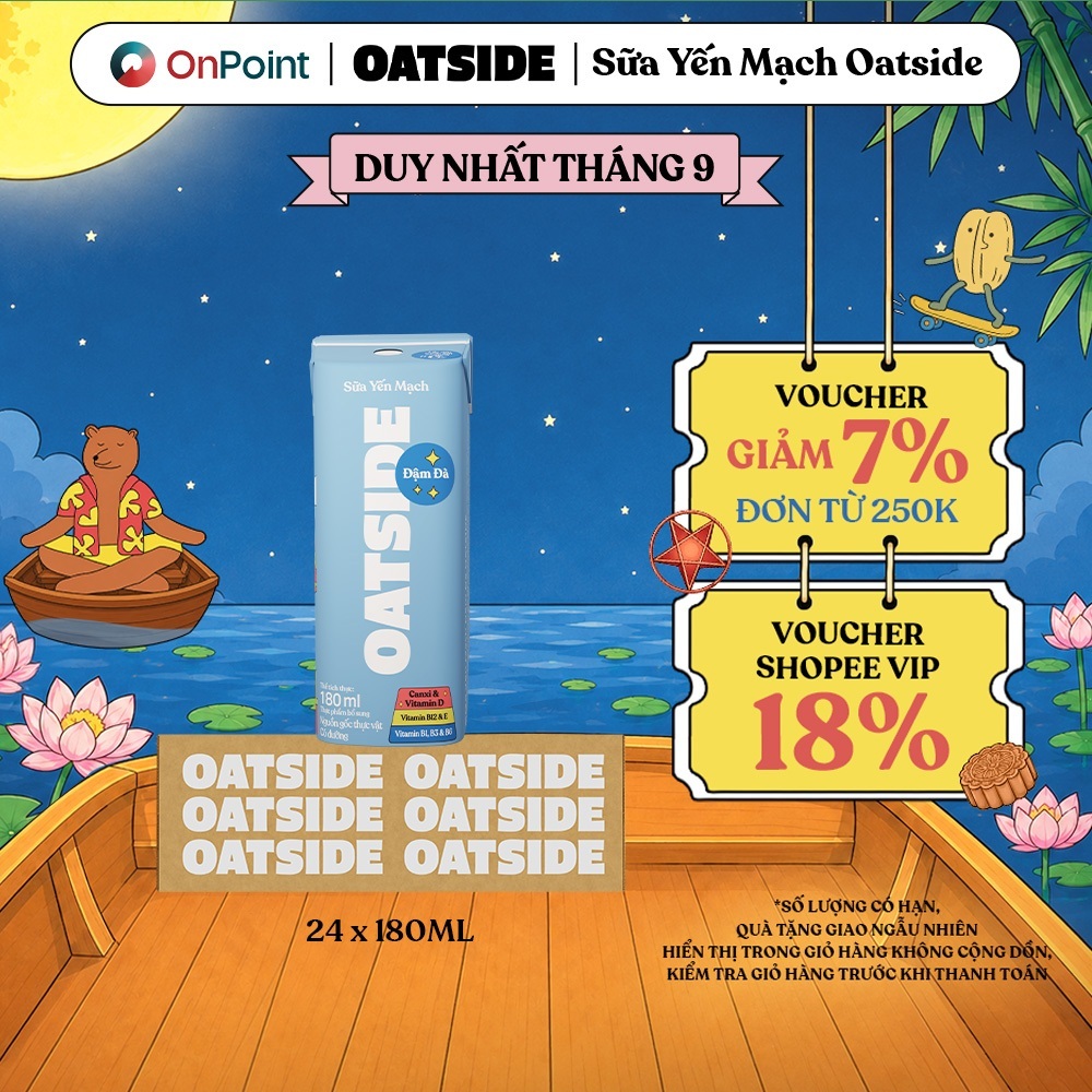 Thùng 24 hộp Sữa yến mạch OATSIDE Đậm Vị Deluxe 180ml (180ml x 24)