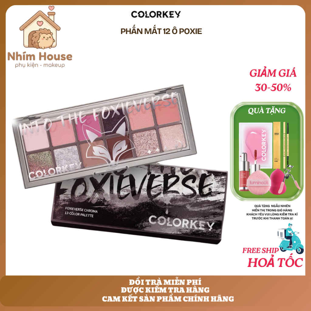 Bảng Phấn Mắt COLORKEY Foxie Phiên Bản Đặc Biệt - 12 Ô Nhũ Lì 14.2g | NHÍM HOUSE