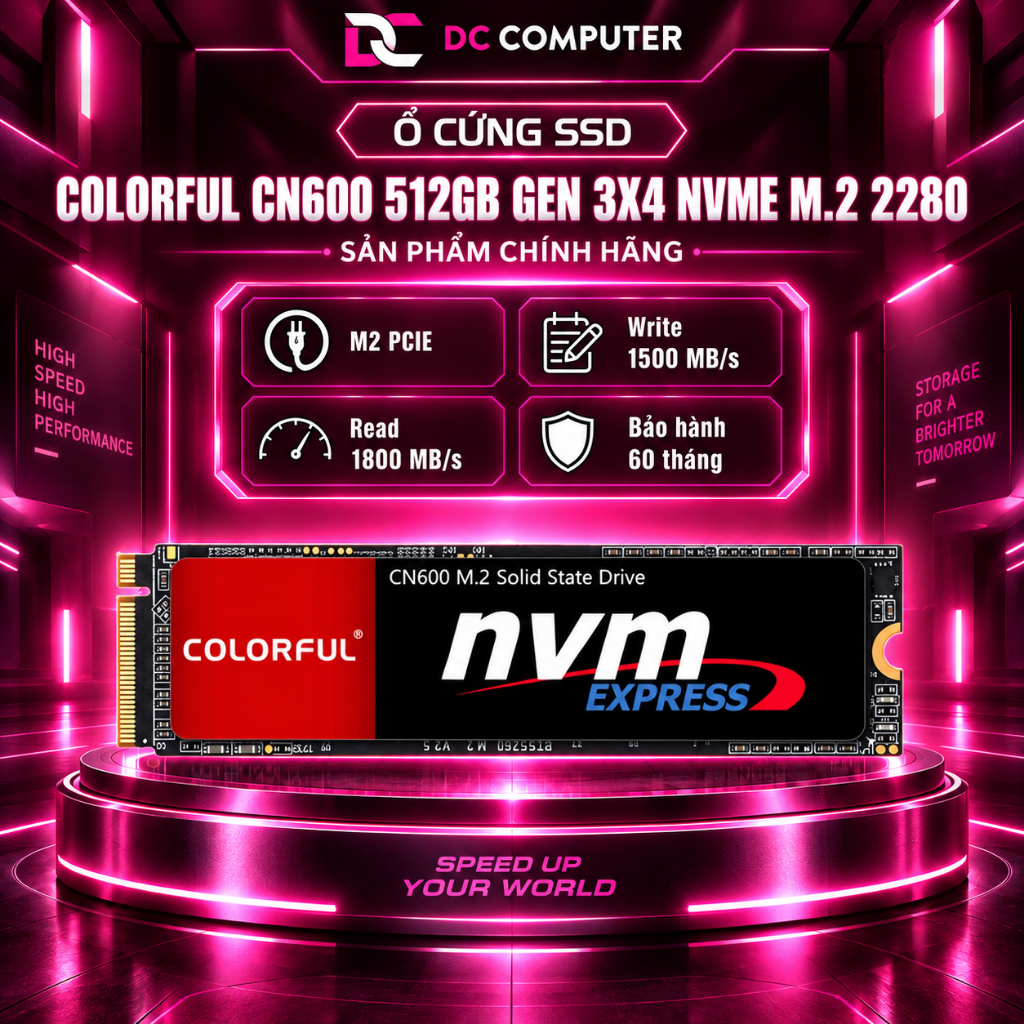 SSD COLORFUL CN600 512GB NVME GEN3X4 | NEW | CHÍNH HÃNG | BẢO HÀNH 36 THÁNG