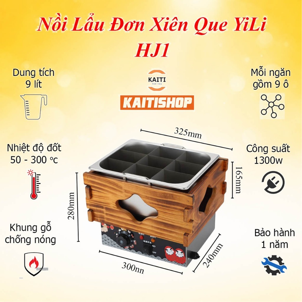 Nồi Nấu Lẩu Xiên Que, Bếp Oden Lẩu Đơn, Đôi, Bảo hành 1 năm, Công Suất 1300W + 1300W Xuất Được VAT