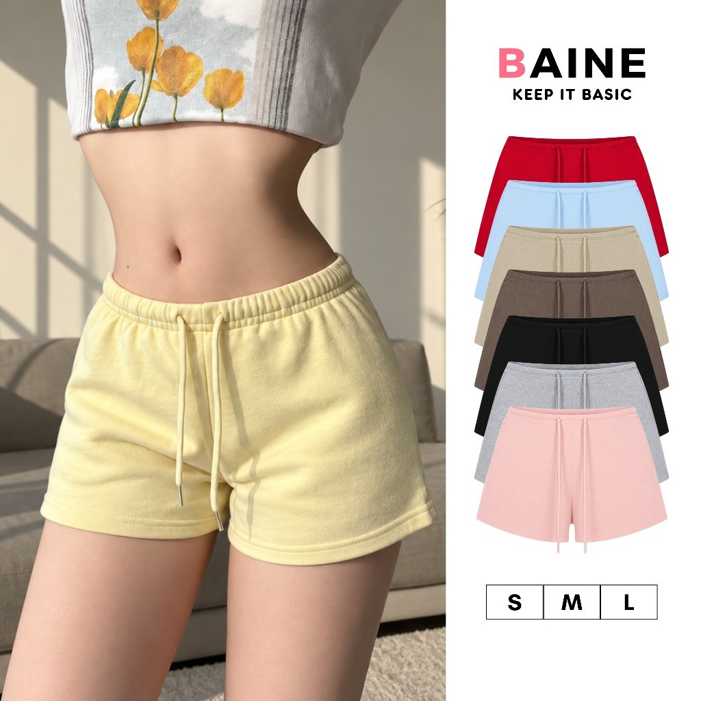 [MỞ BÁN] Quần SHORT CẠP NHỎ FORM ÔM Chất Nỉ Chân Cua QU07, Quần Đùi Lưng Thun Không Túi BAINE