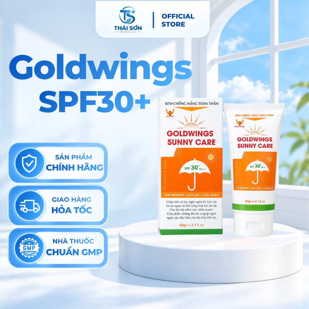 Kem chống nắng toàn thân Goldwings Sunny Care SPF30+ Tocopheryl Acetate Collagen 60g