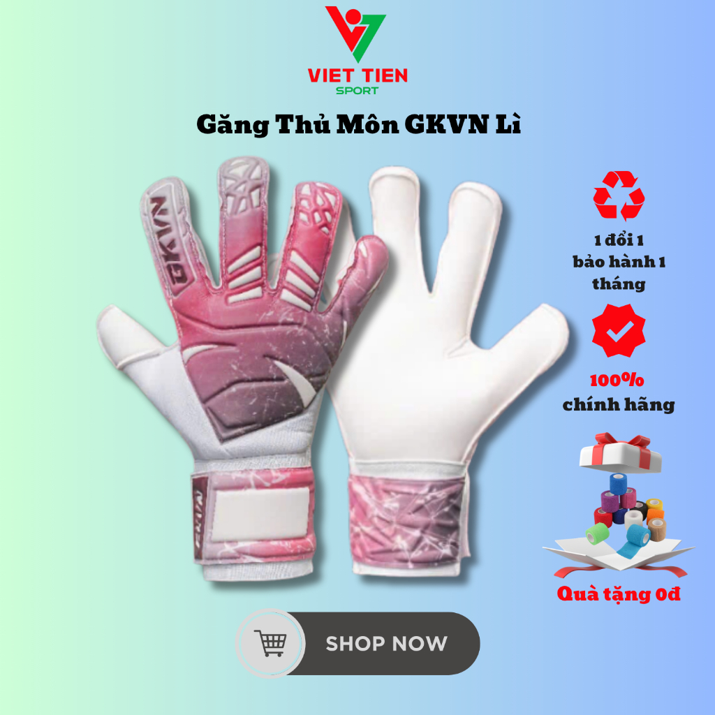 Găng Tay Thủ Môn GKVN Lì Chính Hãng GKVN Bền Bỉ [Mút không dính] Tặng kèm quấn xốp