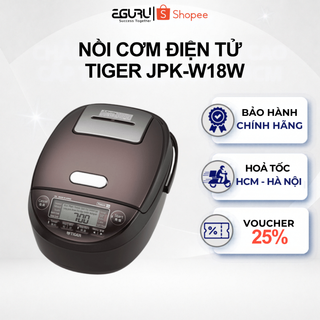 Nồi Cơm Điện Tử Cao Tần Áp Suất Tiger JPK-W18W 1.8 Lít - Hàng Chính Hãng