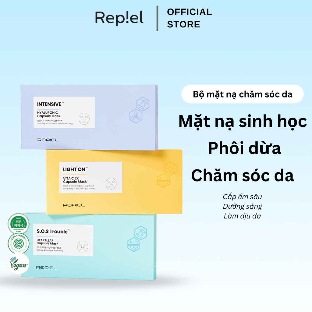 [IH] Hộp 4 Viên Mặt nạ Bio Cellulose - Mặt nạ sinh học phôi dừa Capsule Mask REPIEL