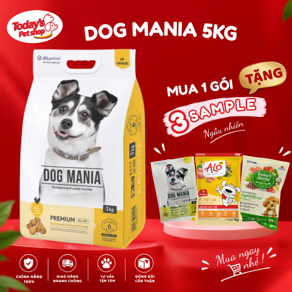[5KG] Hạt Cho Chó Dog Mania Premium 5Kg Mọi Lứa Tuổi Tăng Cường Đề Kháng - Nhập Khẩu Hàn Quốc