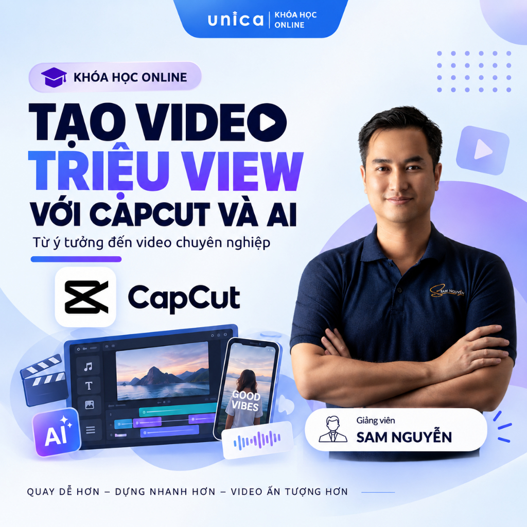 Khóa học Tạo Video Triệu View Với Capcut & AI -  Unica