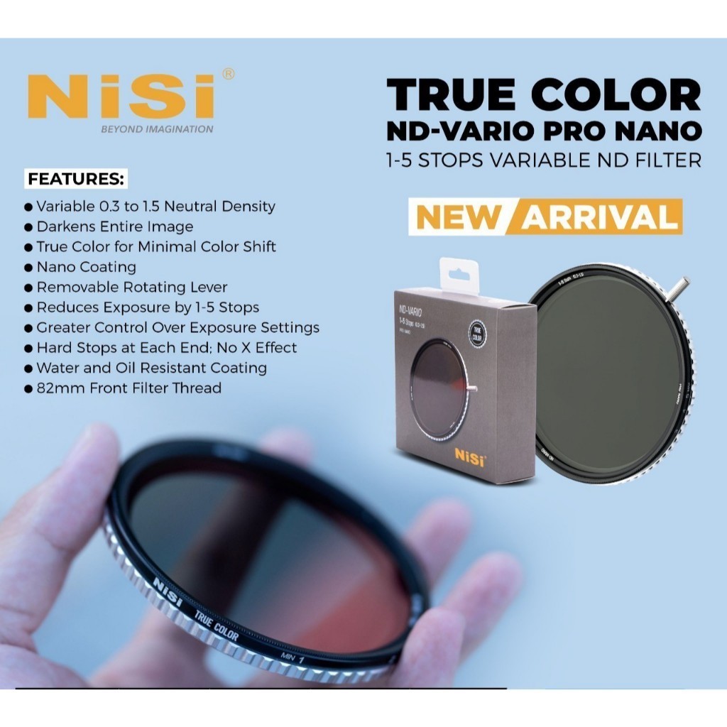 Filter Nisi True Color ND-VARIO 1-5 Stops 82mm - Kính lọc VND True Color cắt/giảm sáng cho ống kính 