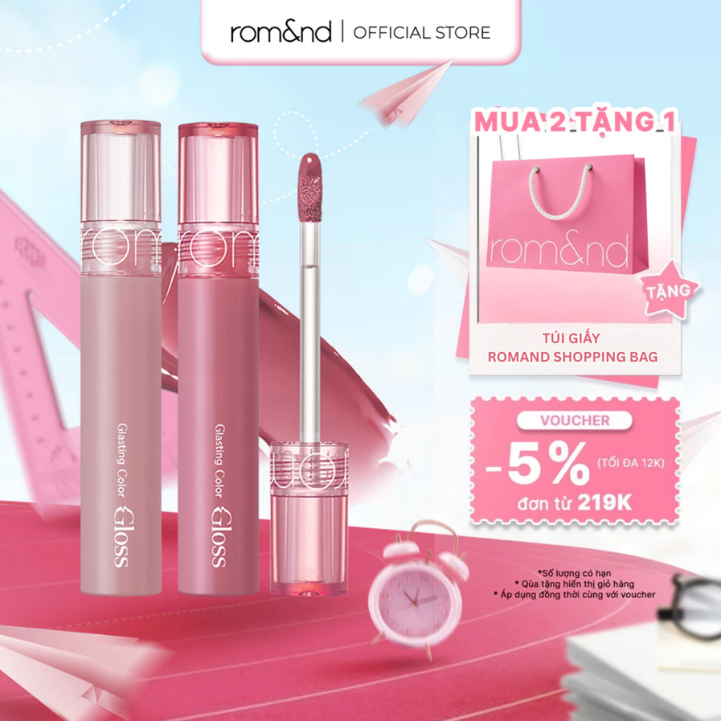 [Rom&nd x KOL] Son tint bóng căng mọng Romand Glasting Color Gloss 4g