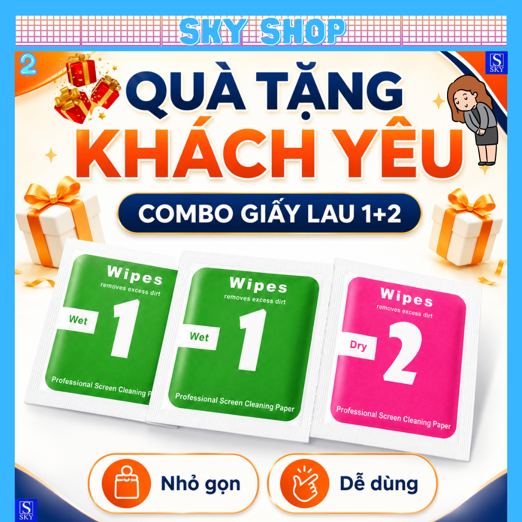 Khăn lau 1 và 2 mếng lau vệ sinh màn hình điện thoại [VIP10]