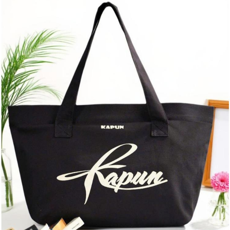 Kamy_ Store Túi Tote Vải Bố Canvas Có Dây Kéo Đeo Vai Cỡ Vừa Kamy Tote, Có Túi Con Bên Trong, Màu Đỏ Trắng Sọc Xanh Đen