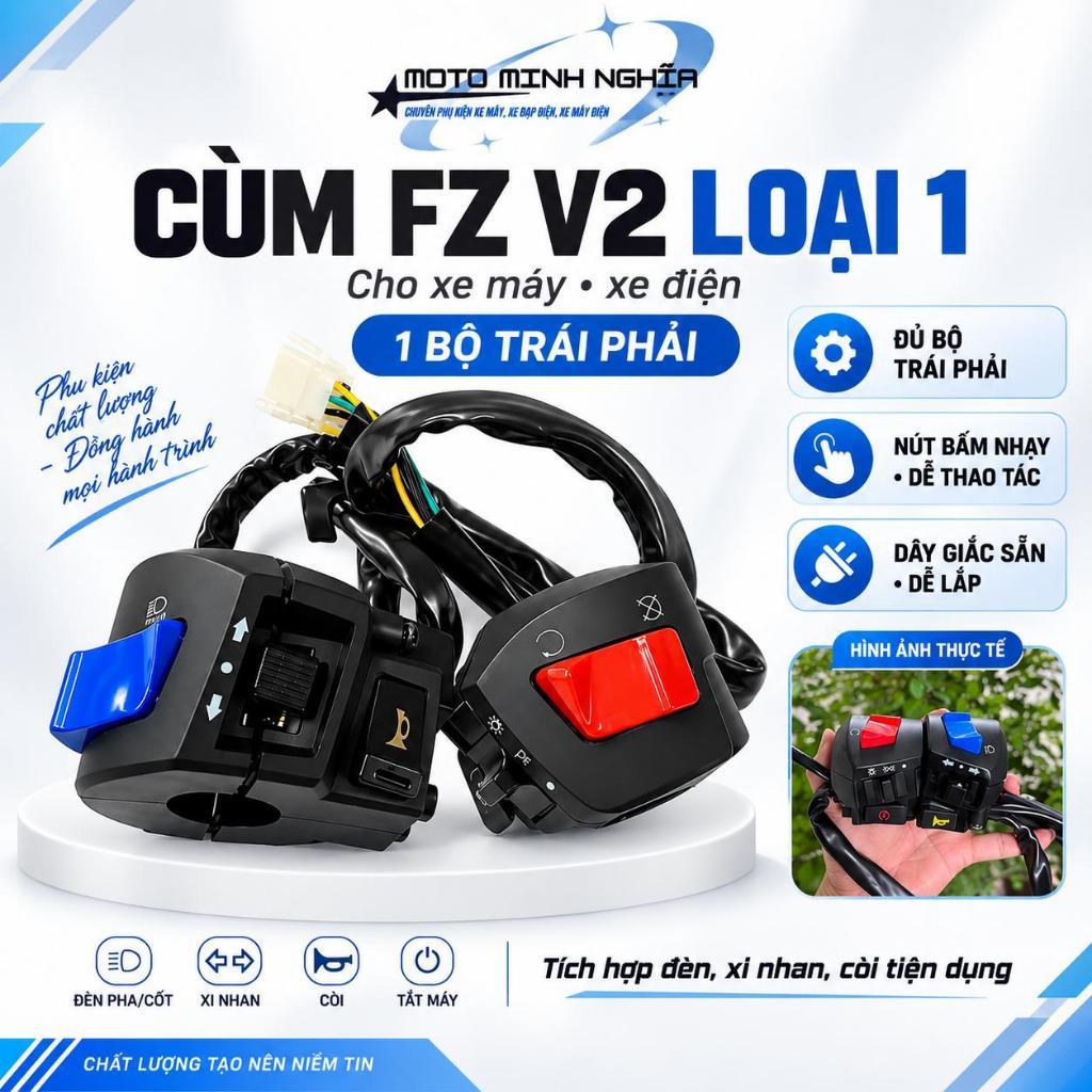 Cùm công tắc fz v1 v2 loại 1 cho xe máy xe điện, cụm công tắc FZ gắn ghi đông đa chức năng