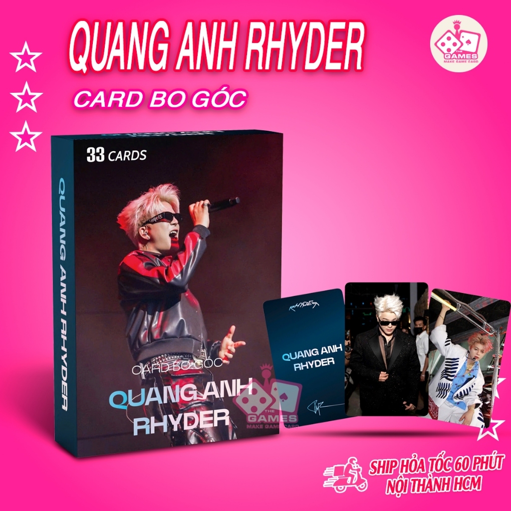 Ảnh Quang Anh RHYDER  Hộp 33 CARD Cao Cấp Có Chữ Ký hình ảnh sắc nét Cứng Cáp Sưu Tầm, Quả Tặng