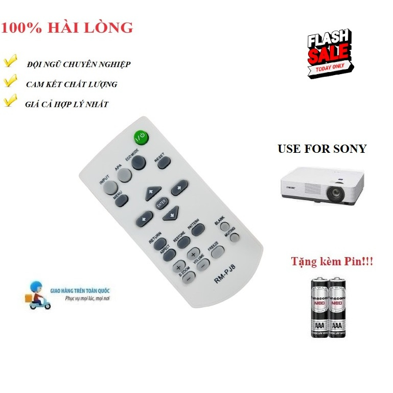 Remote Điều khiển thay thế tương thích cho máy chiếu Sony RM-PJ8- HÀNG  mới tặng kèm Pin