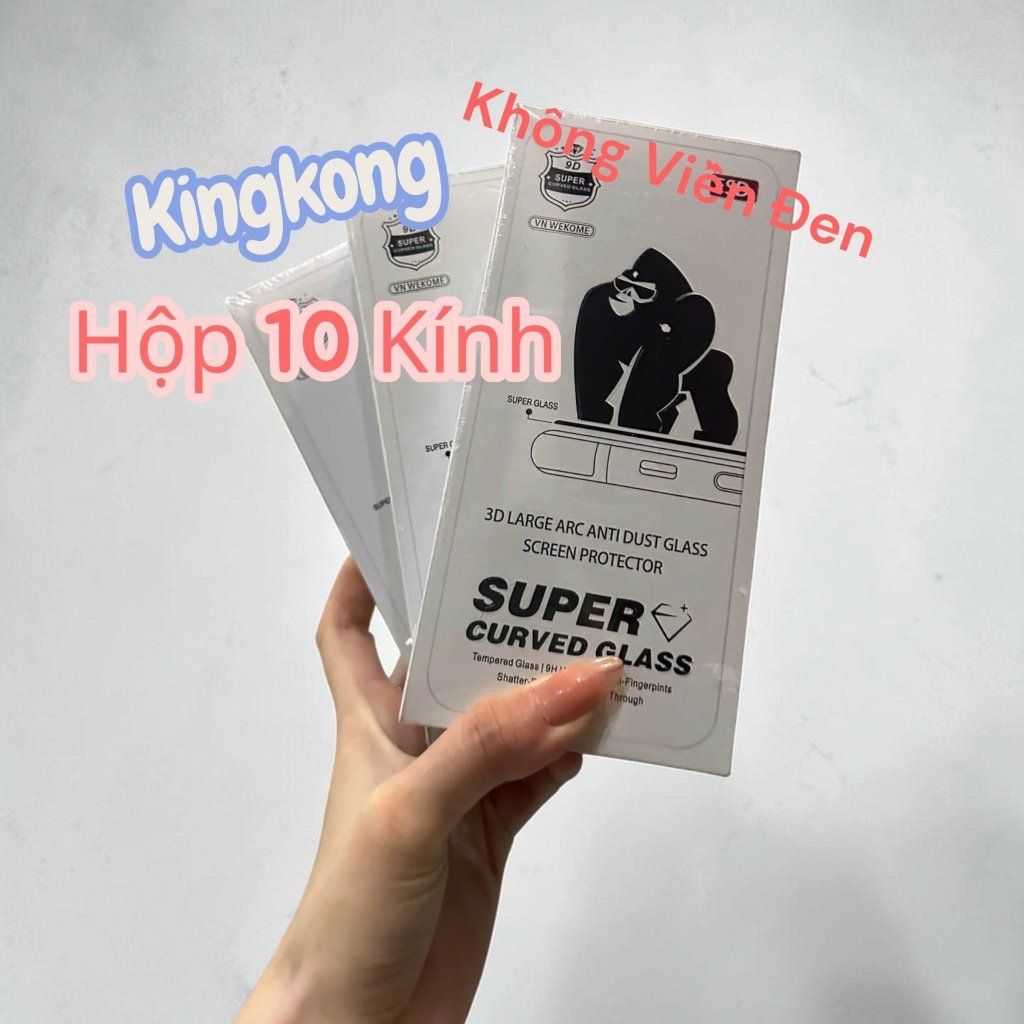148K-Hộp 10 Kính Kingkong Không Viền, Tặng Kèm 10 Khăn Lau, Tặng Thêm 1 Ốp Chống Sốc