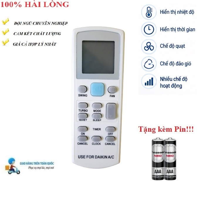 [XẢ KHO GIÁ TỐT] Remote Điều khiển cho điều hòa Dai_kin-1 NGẮN các dòng Dai_kin 1 2 chiều Inverter