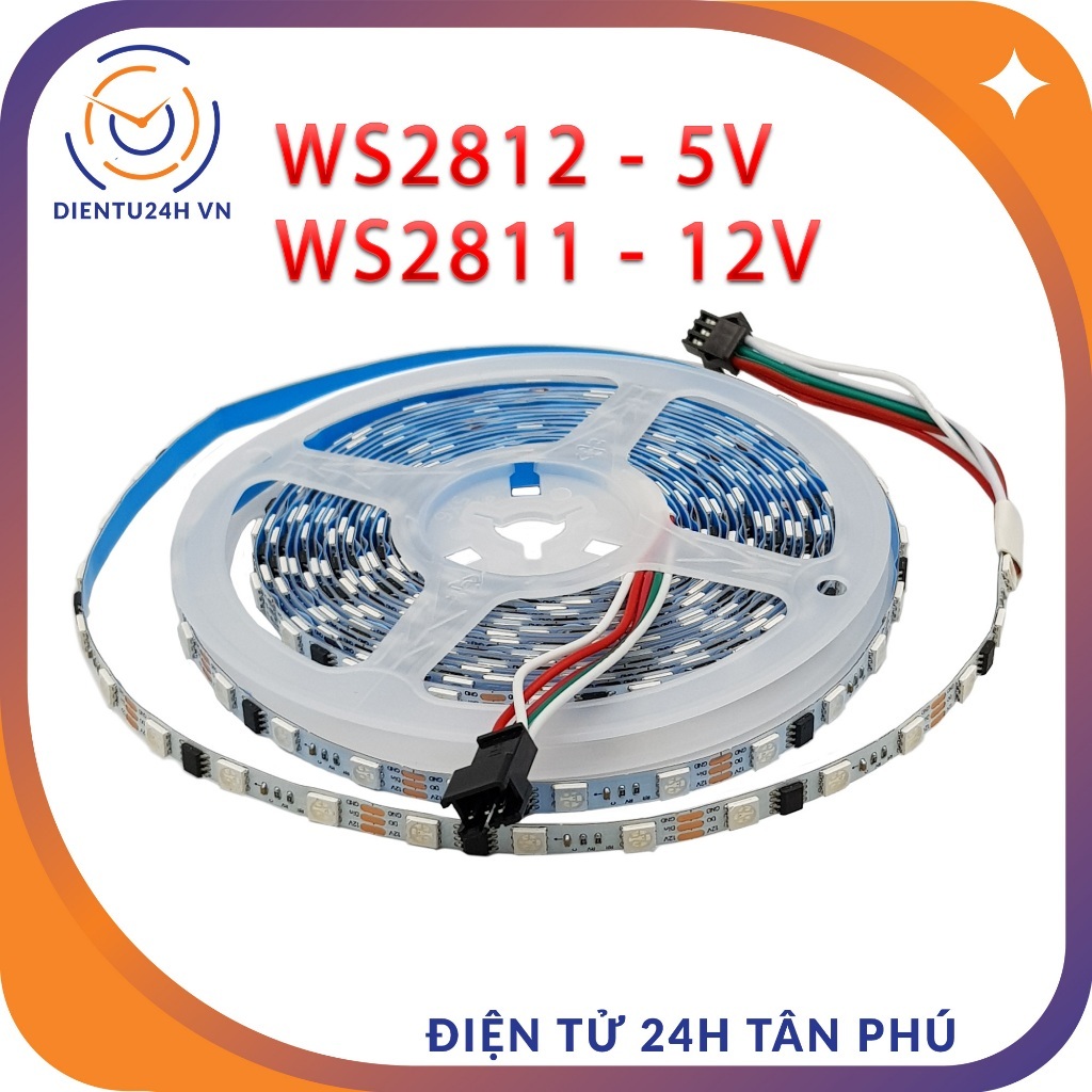 Dây đèn led đuổi ARGB 5.5mm / Ws2812b - 5V / Ws2811 - 12V  - 16 triệu màu - 60 led/m Led Lập Trình