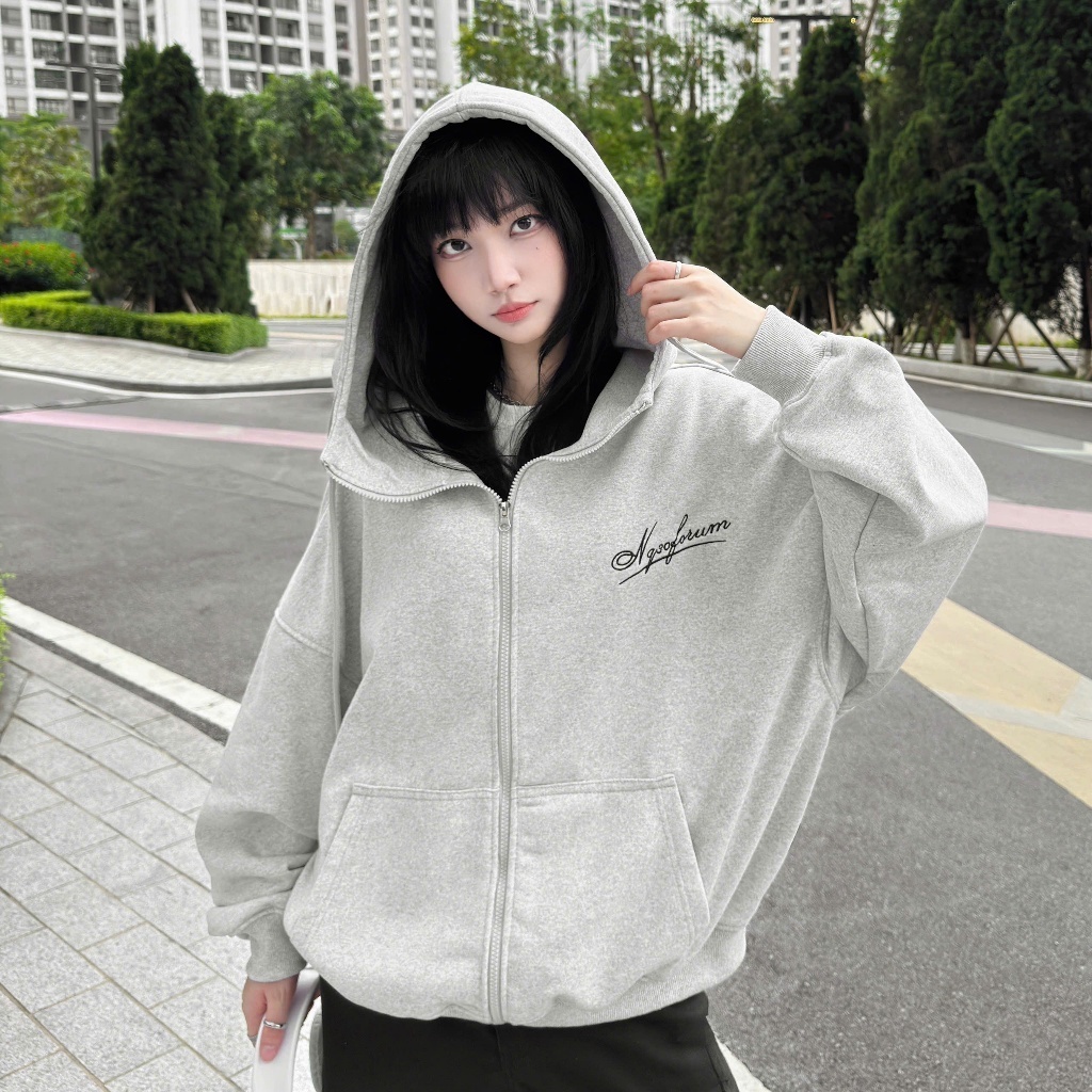 Áo Khoác Hoodie Nam Nữ NQ30 HARMONY Zip Nỉ Chân Cua BOXY Thêu Xù NQ30 HARMONY Unisex (Không xù lông)
