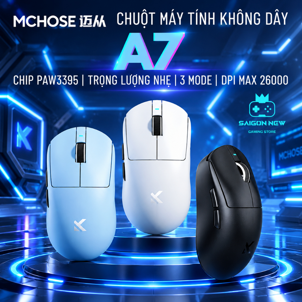 Chuột  không dây Mchose A7 | A7 pro | A7 ultra -Kết nối không dây Bluetooth , thích hợp làm việc,chơi game - Độ trễ thấp