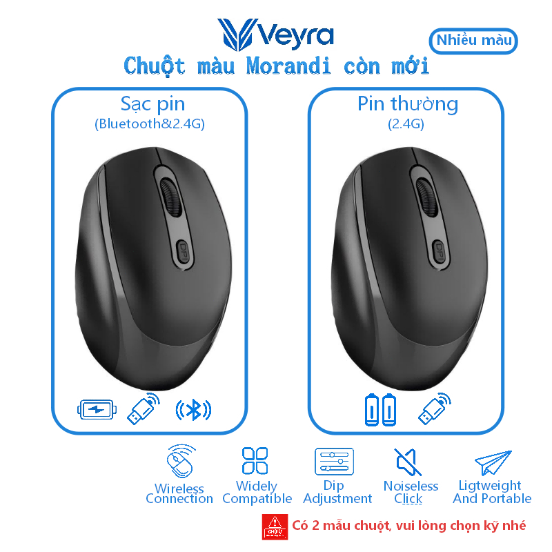 Chuột Không Dây Im Lặng Màu Morandi - Hỗ Trợ Bluetooth 2.4G, Chống Trượt, Sạc…