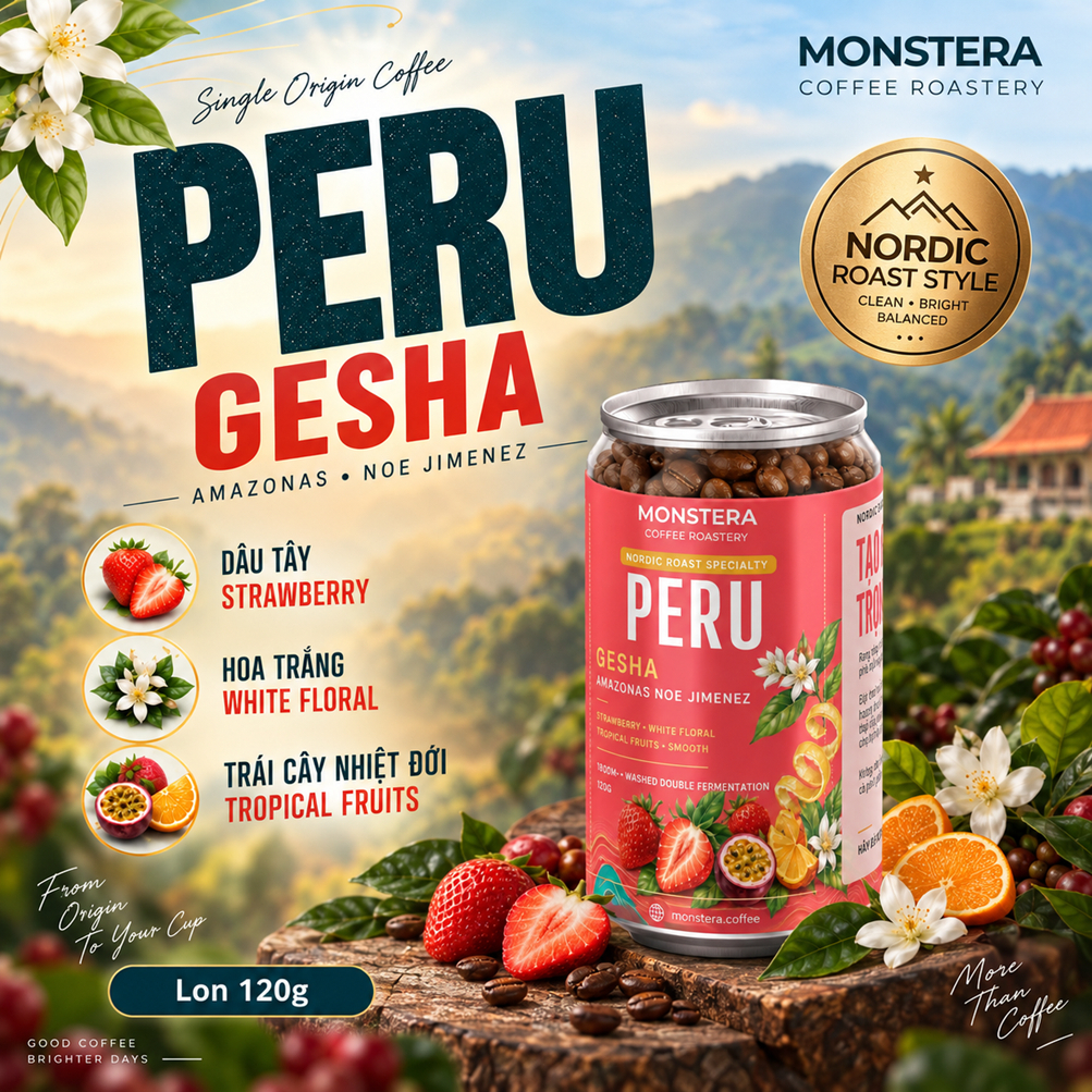 Peru Gesha – Nordic Roast - Amazonas Noe Jimenez - Nguyên hạt - Specialty Coffee - Monstera Roastery