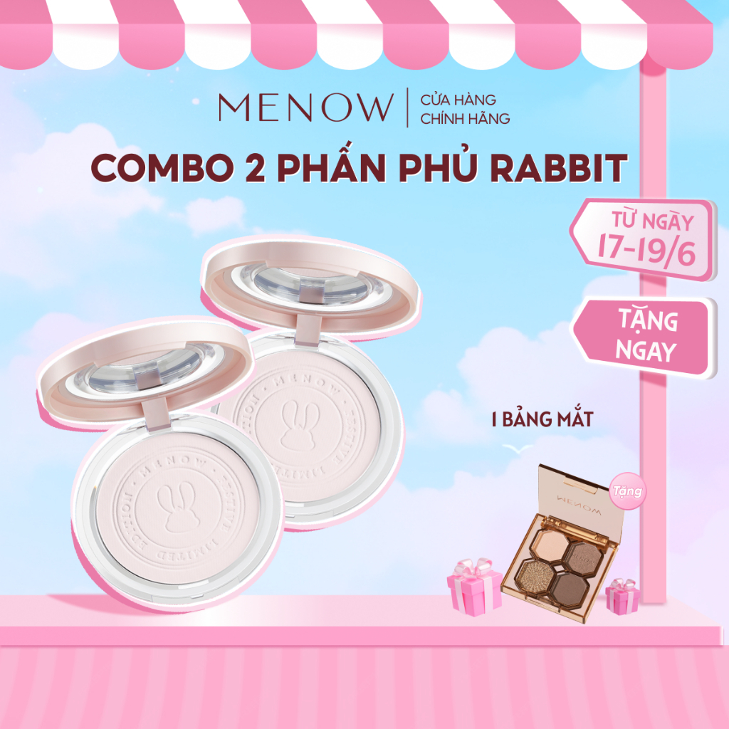 COMBO 2 Phấn phủ nén làm đều màu da MENOW Rabbit Compact Powder 8.5gr x2