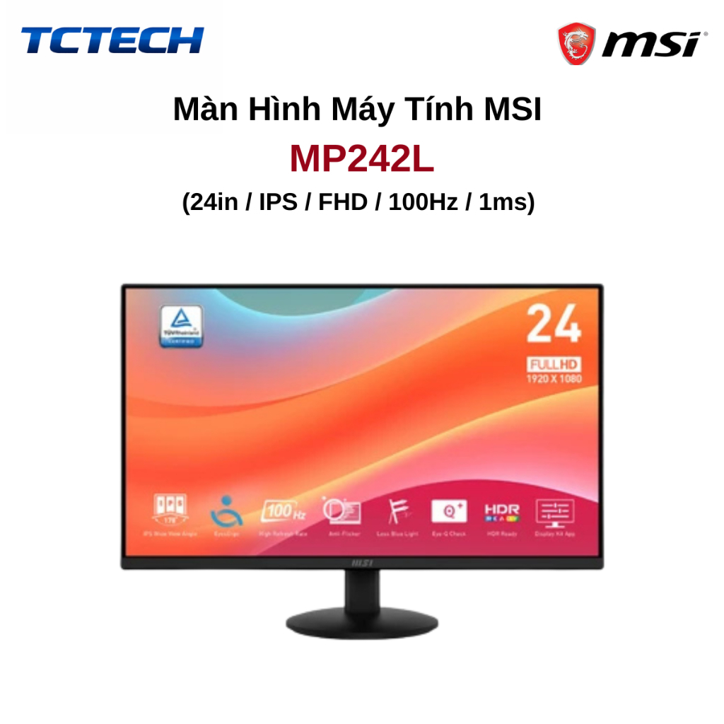 Màn Hình MSI PRO MP242L 23.8 inch FHD IPS 100Hz Chính Hãng