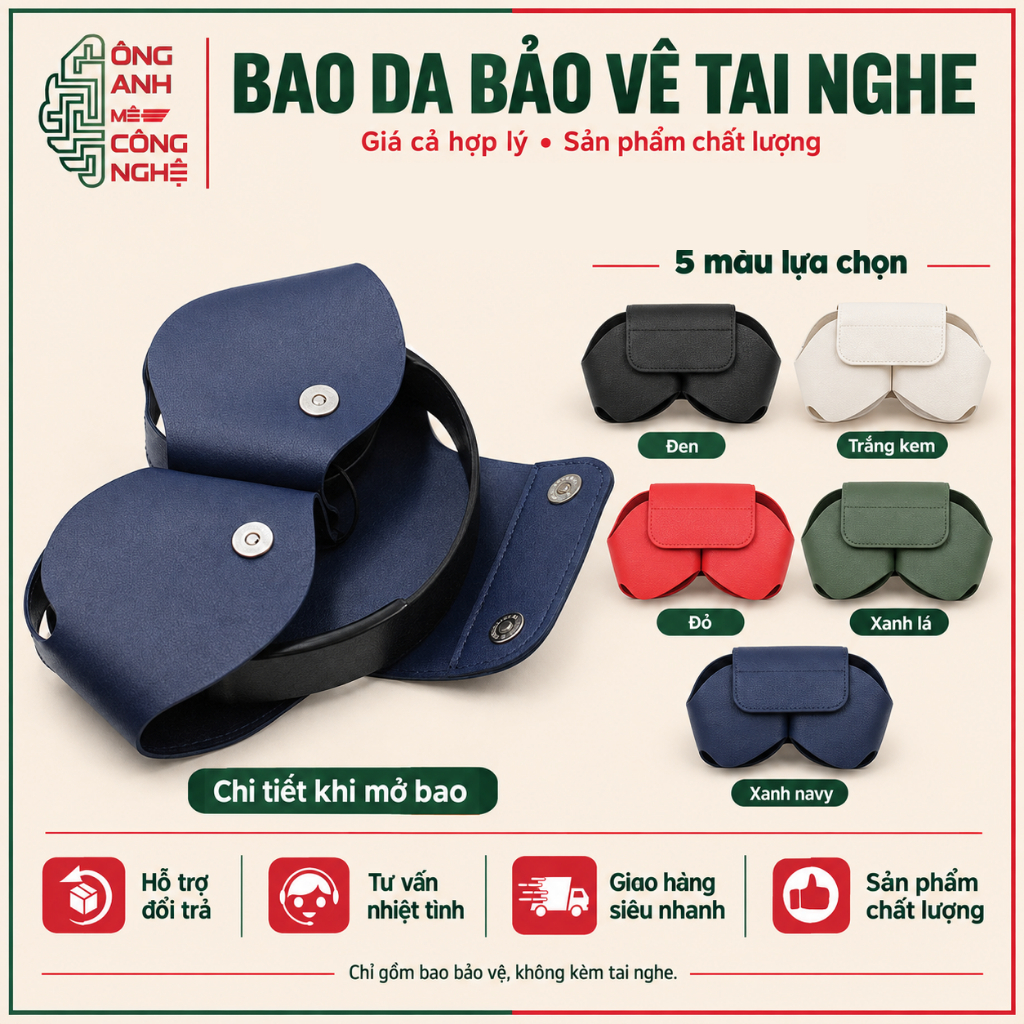 Bao Da PU Cao Cấp Bảo Vệ Tai Nghe Air.Pods Max 1, 2/ Ho.co W65/ W65 Plus Chống Trầy, Chống Bụi