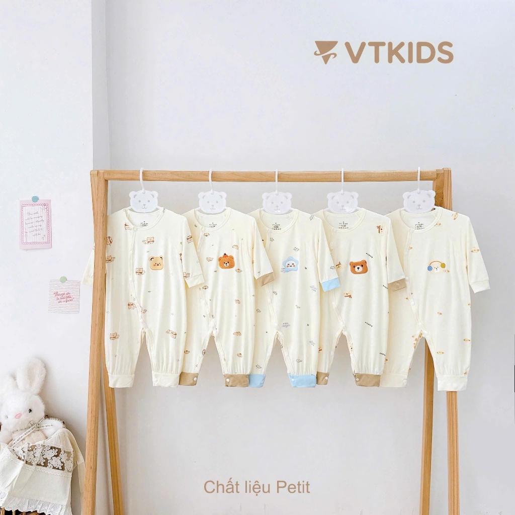 Bộ Body Dài Tay Bo Gấu Cho Bé VT Kids - Quần Áo Sơ Sinh Vải Petit Mềm Mịn [VT62]