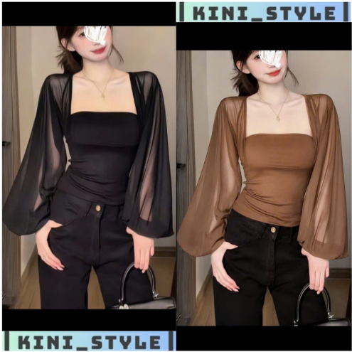 Áo thun phối lưới co giãn siêu dễ thương chất liệu thun cotton KINI Style
